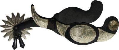 Showman Black Steel Jingle Bob Spurs w/Engraved Silver Conchos & Bar Accents