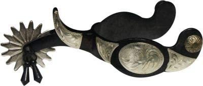 Showman Black Steel Jingle Bob Spurs w/Engraved Silver Conchos & Bar Accents