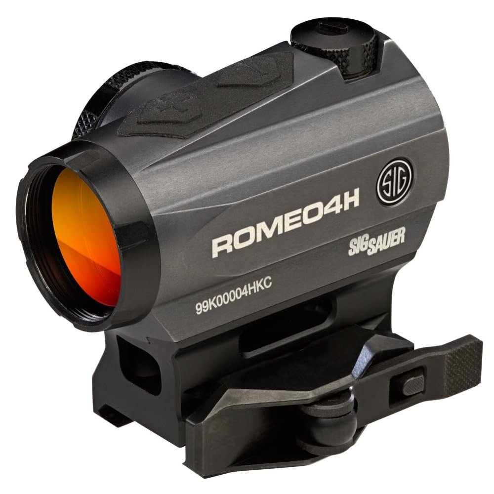 SIG SAUER Romeo4H 1x20 mm Waterproof Strong Graphite Aircraft-Grade CNC Aluminum Closed Red Dot Sight, 0.5 MOA Green Horse Shoe Ballistic Dot (SOR43013)