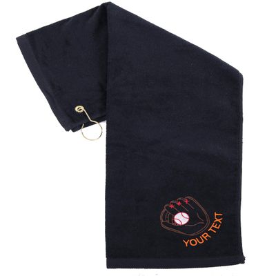 Mato & Hash Custom Baseball Towels, Sports Towels, Personalized Baseball Towels for Teams - Glove - 10PK Black CE6900Baseball S4