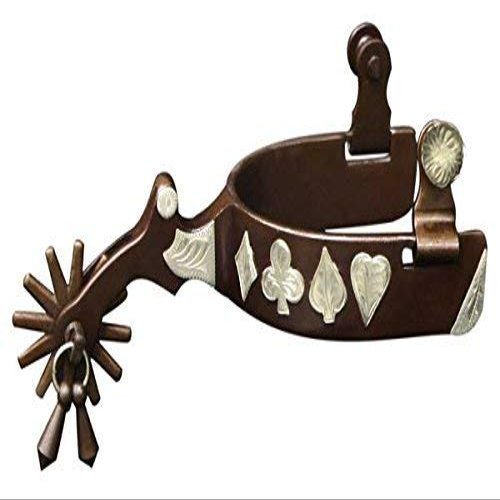 Showman Brown Steel Jingle Bob Spurs w/Engraved Silver Poker Hand Design