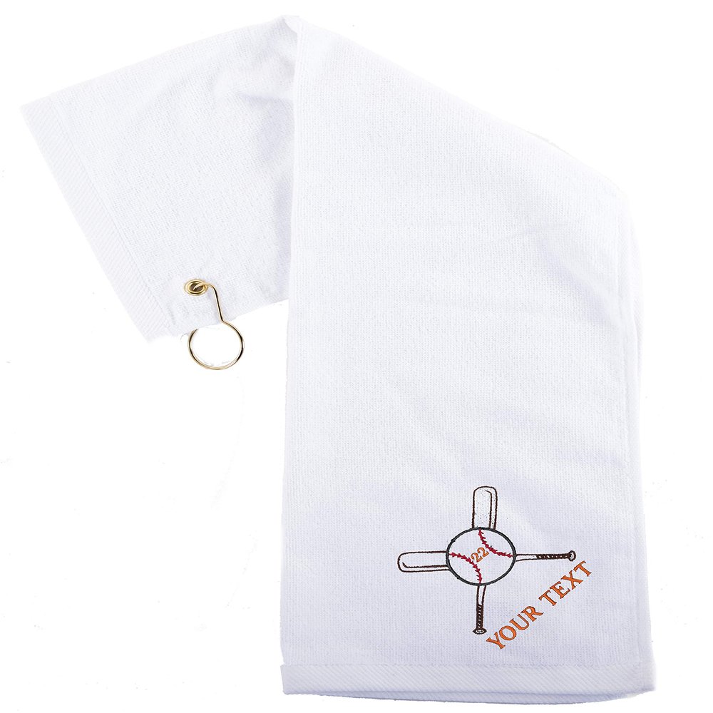 Custom Baseball Towels, Sports Towels, Personalized Baseball Towels for Teams - Bats & Ball - 10PK White CE6900Baseball S3