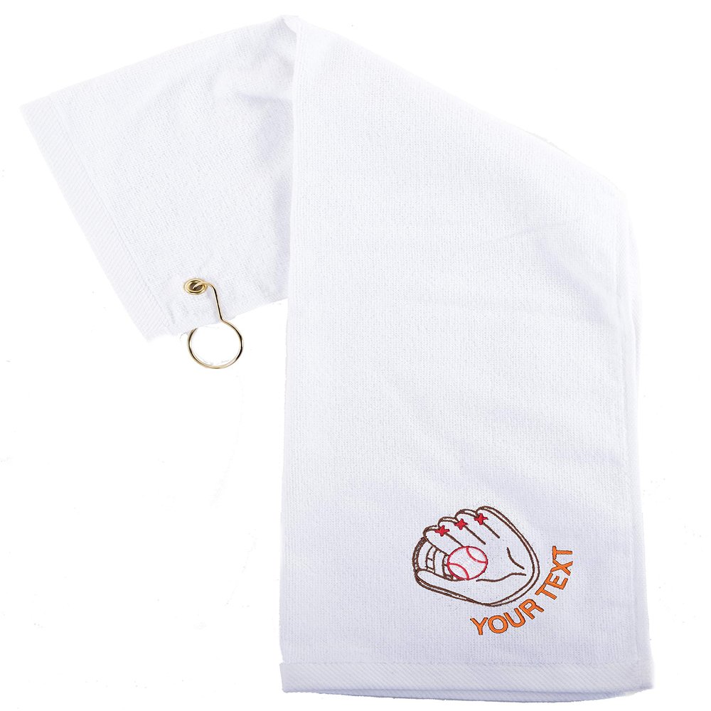 Mato & Hash Custom Baseball Towels, Sports Towels, Personalized Baseball Towels for Teams - Glove - 10PK White CE6900Baseball S4