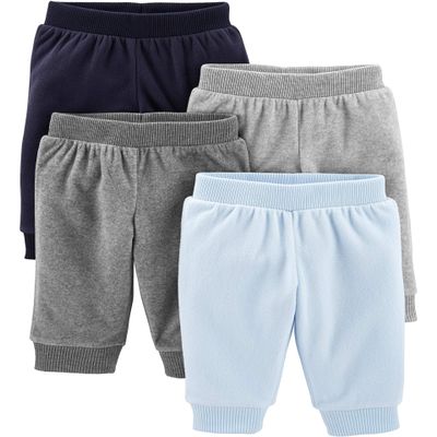 Simple Joys by Carter's Baby Boy's 4-Pack Fleece Pants Pants, Heather Grey/Navy/Light Blue, PRE