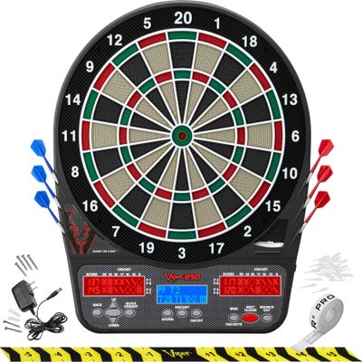 Viper 850 Electronic Soft Tip Dartboard, 15.5 in Regulation Target, 50 Games, 6 Darts Included, Black