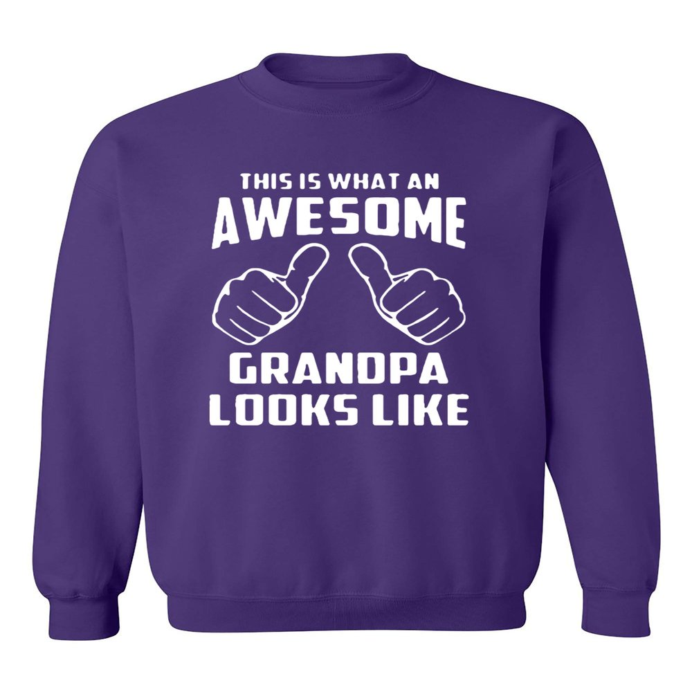 This is What an Awesome Grandpa Looks Like Funny Crewneck Sweatshirt (Small, Purple)