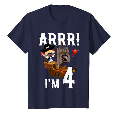 4 Year Old Pirate Birthday Party Pirates Ship ARR 4th Gift T-Shirt