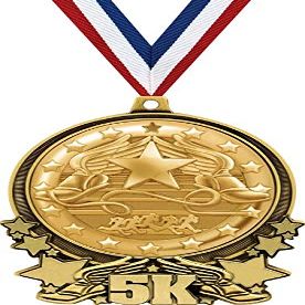 5K Medals, 3" Gold Race Medal, Great 5K Running Medal Awards 100 Pack Prime