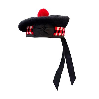 AAR Men's Scottish Glengarry Balmoral Kilt Hats Diced & Plain 100% Wool Piper (Diced Black Balmoral 62cm (7 3/4))