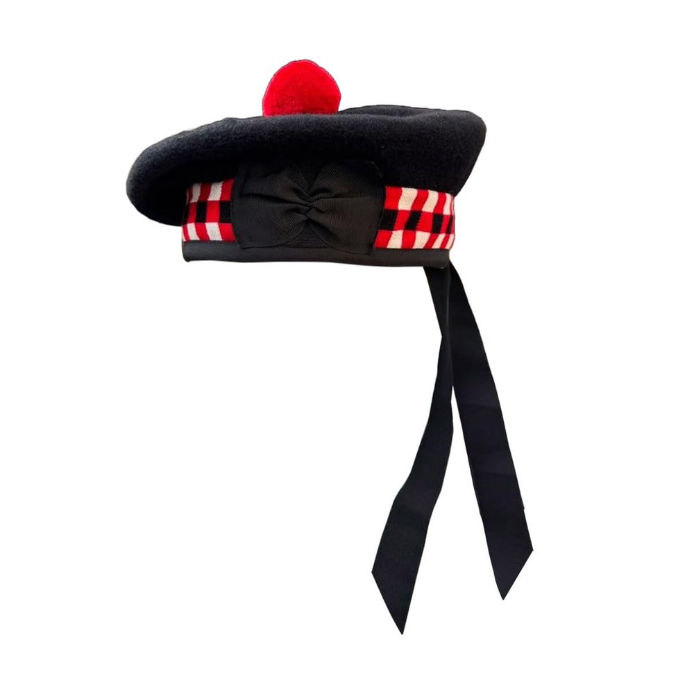 AAR Men's Scottish Glengarry Balmoral Kilt Hats Diced & Plain 100% Wool Piper (Diced Black Balmoral 62cm (7 3/4))