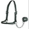 Derby Originals New and Improved Premium Flat Fancy Stitch Leather Cattle Show Halter with Matching Chain Lead view 1