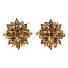 Faship Gorgeous Smoked Topaz Rhinestone Crystal Floral Clip On Style Earrings - Smoked Topaz view 1