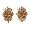 Faship Gorgeous Smoked Topaz Rhinestone Crystal Floral Clip On Style Earrings - Smoked Topaz view 4
