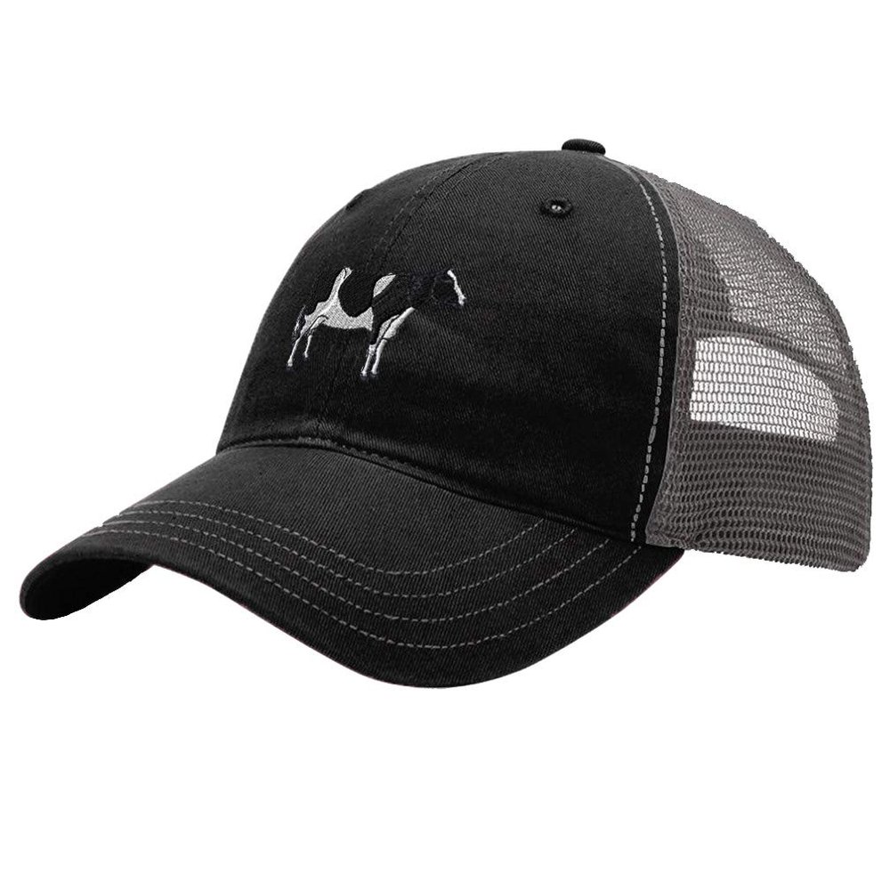 Custom Trucker Hat Richardson Holstein Cow Embroidery Animal Name Cotton Soft Mesh Cap Snaps - Black/Charcoal, Personalized Text Here