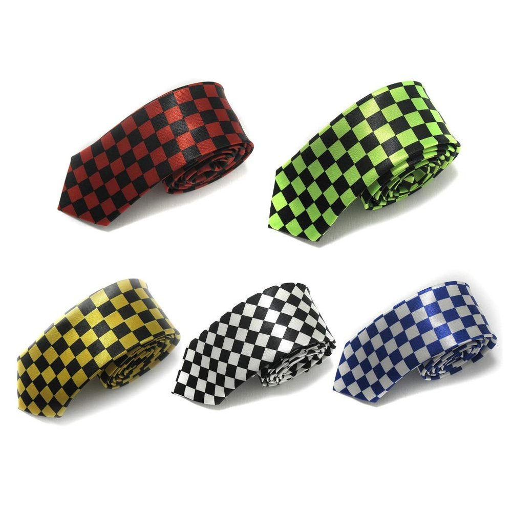 2"*57" Ties for Man Classic Checks Necktie Red Green Yellow White Blue (A3)