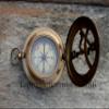 Maritime Marine Nautical Antique Brass Push Button Compass Vintage Gift with Leather Craving Case view 3
