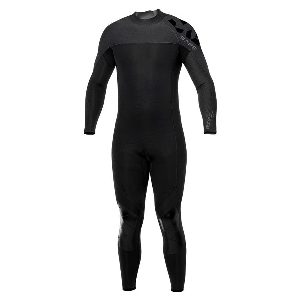 BARE 3/2MM Revel Men's Full Wetsuit | Combines Comfort and Flexibility | Made from a Blend of Neoprene and Laminate | Designed for All Watersports Including Scuba Diving and Snorkeling | Grey - M