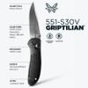 Benchmade - Griptilian Outdoor EDC Knife, Drop-Point Blade with Black Grivory Handle (551-S30V) view 2