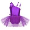Agoky Kids Girls Glossy Mesh Splice Ballet Tutu Dress Dance wear Performance Costumes Gymnastics Leotard Purple 4 view 2