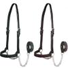 Derby Originals New and Improved Premium Flat Fancy Stitch Leather Cattle Show Halter with Matching Chain Lead view 2