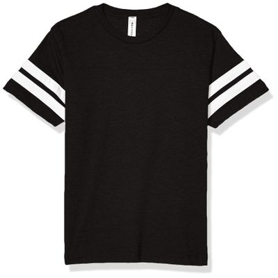 AquaGuard Girls' Big Youth Fine Jersey Football Tee, Black/White, Small