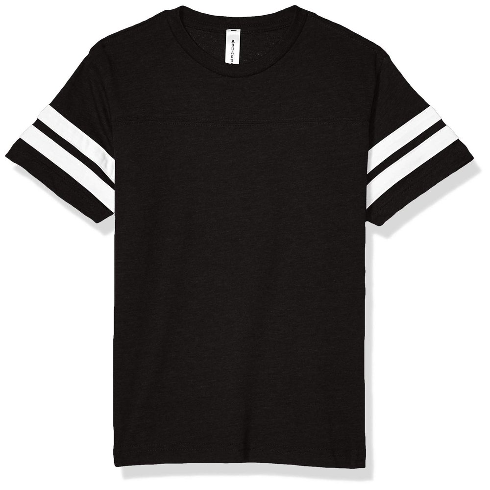 AquaGuard Girls' Big Youth Fine Jersey Football Tee, Black/White, Small