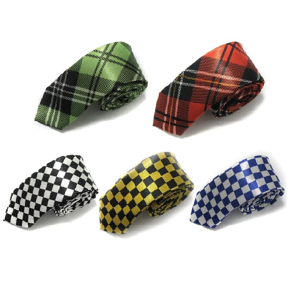 5 Packs Men's Ties Slim Stripe Dot Necktie Microfiber Ties (A2)