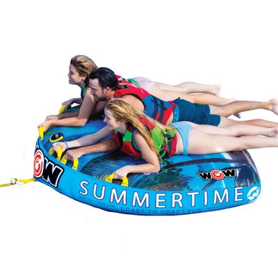 WOW Sports Summertime 1 2 or 3 Person Inflatable Towable Deck Tube for Boating, 8200P-10-3