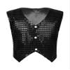 inlzdz Kids Boys Girls Sequined Vest Hip-Hop Street Dance Costume Waistcoat Crop Top Dance Performance Costume Sequins Black 12-13 Years view 3