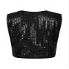 inlzdz Kids Boys Girls Sequined Vest Hip-Hop Street Dance Costume Waistcoat Crop Top Dance Performance Costume Sequins Black 12-13 Years view 4