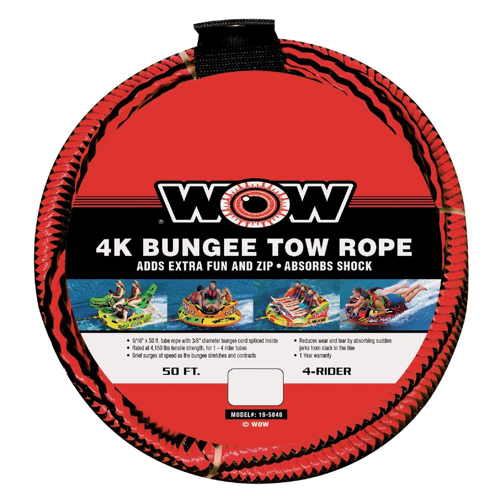 WOW Sports World of Watersports 19-5040, Bungee Tow Rope 50 Feet Long, Black, Standard