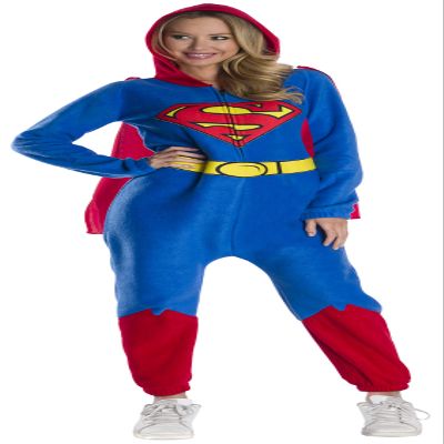DC Comics Superheroes: Superman Hooded Zipster Jumpsuit for Adults by Rubies, Women's Medium