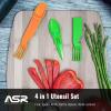 ASR Outdoor 3 in 1 Portable Plastic Utensils Flatware Camping Accessories, Green view 2