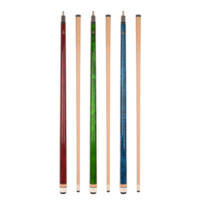 ASKA Set of Wrapless 2-Piece Billiard Pool Cues L3, 58" Hard Rock Canadian Maple, 13mm Hard Le Pro Tip, Mixed Weights and Colors (Set of 3 Sticks)