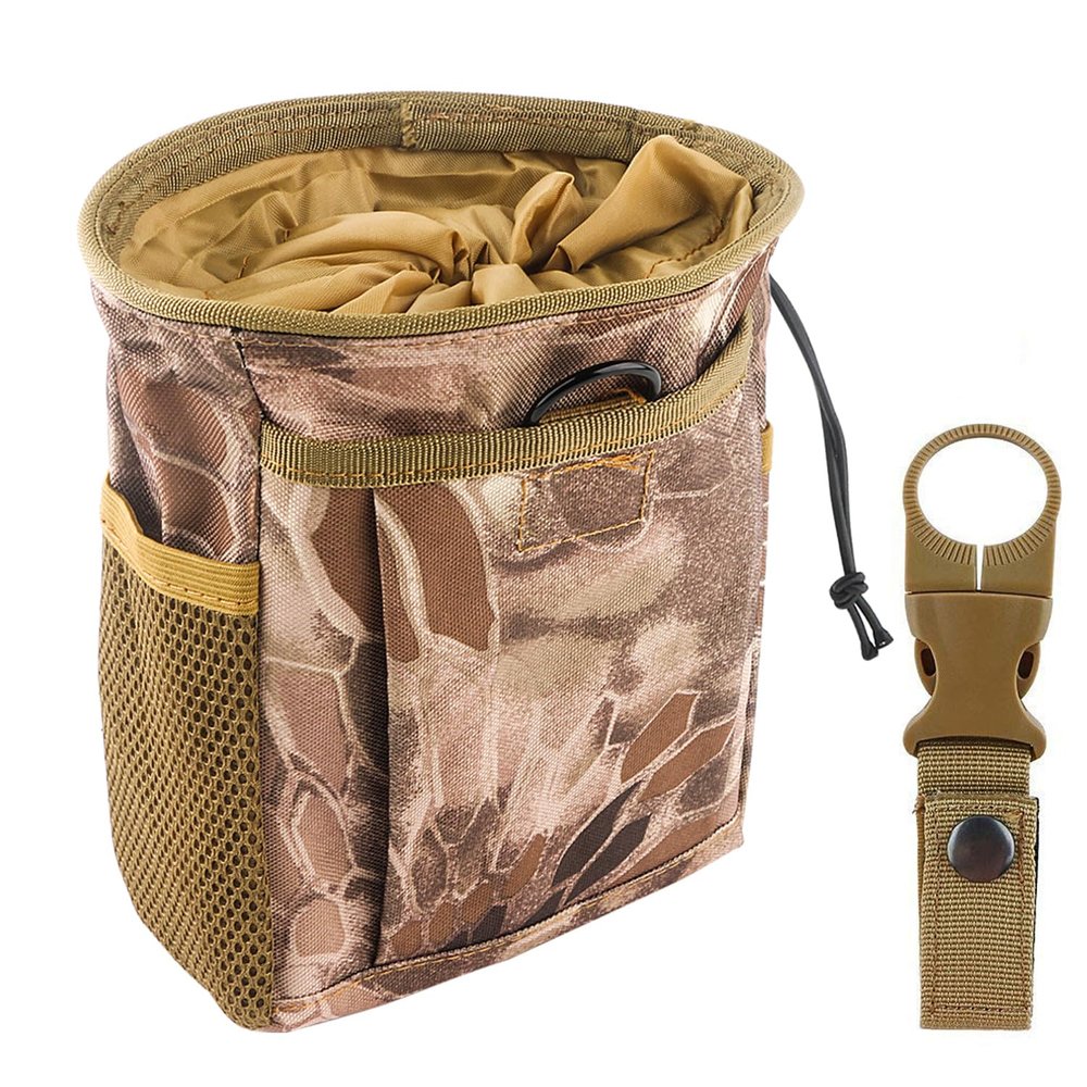 Drawstring Highend Rock Climbing Chalk Bag with a Carabiner Different Pockets for Climbing Bouldering, Gymnastics, Gym Pouch, Cross Fit and Lifting (Khaki Camouflage)