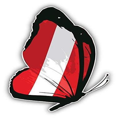DG Graphics Peru Butterfly Flag Art Decor 4'' x 5'' Vinyl Decal Sticker Wall Window Any Smooth Surface
