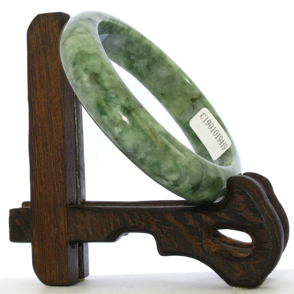 2.19"(55.6 mm) China Certified Grade A Nature Hisui Jadeite Jade Women's Bangle Bracelets 9419