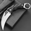 Ccanku C1692 Carbon Fiber Fixed Blade Knife,D2 Steel G10 Handle 4 Inches Camping EDC Tools Survival Claw Teeth Knife with Kydex Sheaths(Silver)   view 2