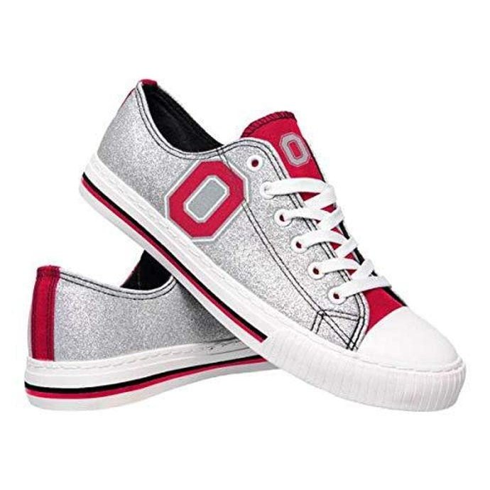 FOCO Ohio State Buckeyes NCAA Womens Glitter Low Top Canvas Shoes - 9