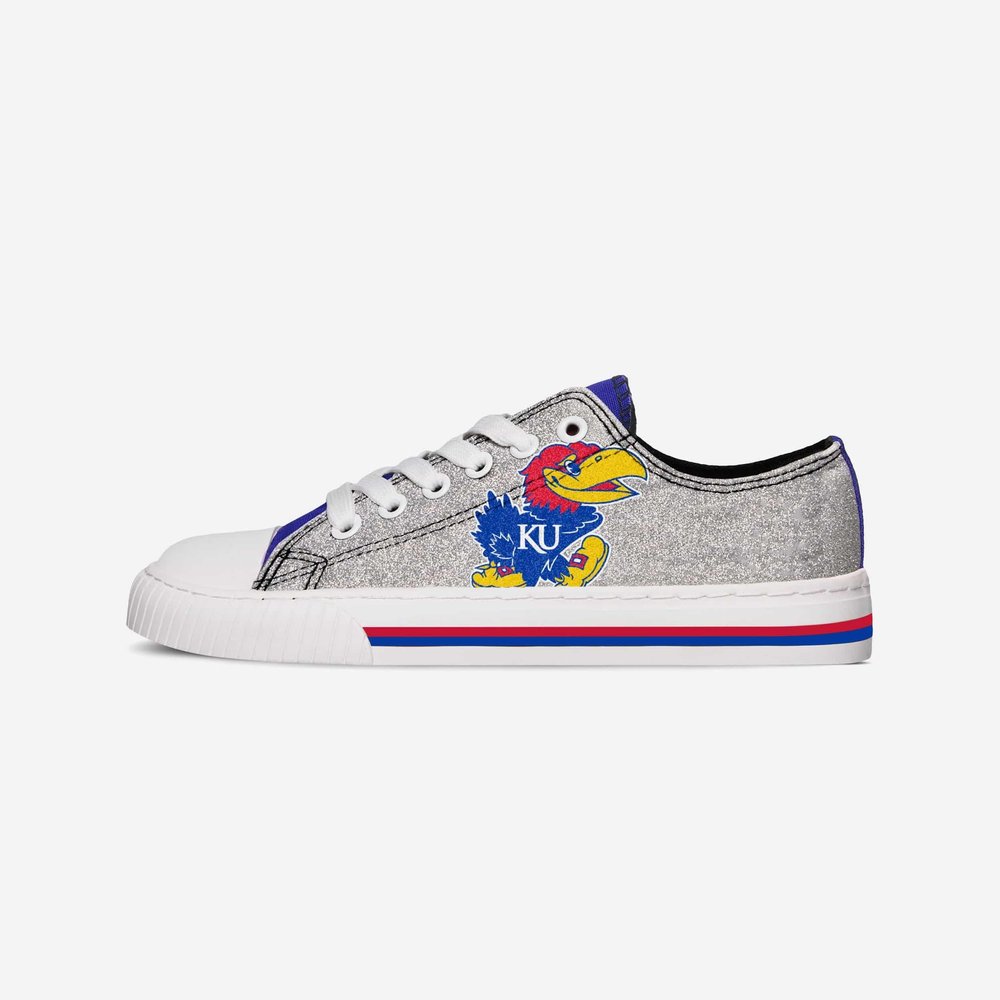FOCO Kansas Jayhawks NCAA Womens Glitter Low Top Canvas Shoes - 7