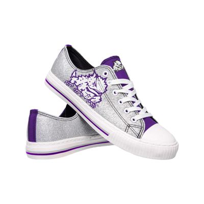 FOCO Texas Christian Horned Frogs NCAA Womens Glitter Low Top Canvas Shoes - 8