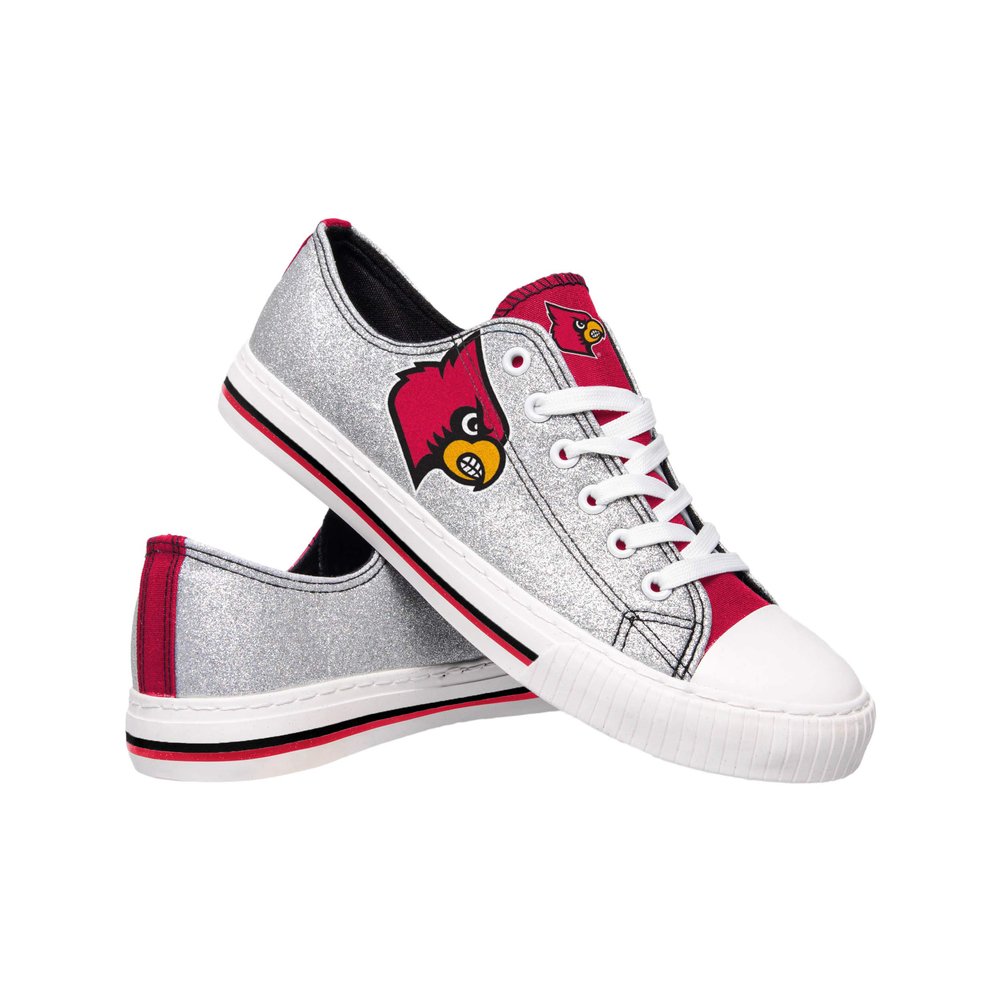 FOCO Louisville Cardinals NCAA Womens Glitter Low Top Canvas Shoes - 7