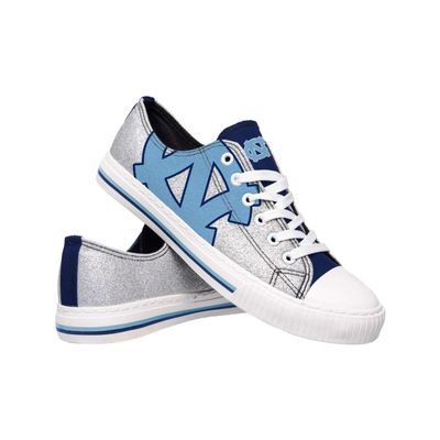 FOCO North Carolina Tar Heels NCAA Womens Glitter Low Top Canvas Shoes - 8