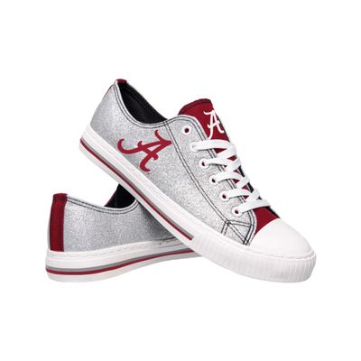 FOCO Alabama Crimson Tide NCAA Womens Glitter Low Top Canvas Shoes - 10