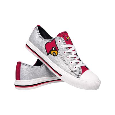 FOCO Louisville Cardinals NCAA Womens Glitter Low Top Canvas Shoes - 9