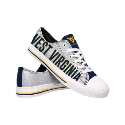 FOCO West Virginia Mountaineers NCAA Womens Glitter Low Top Canvas Shoes - 10