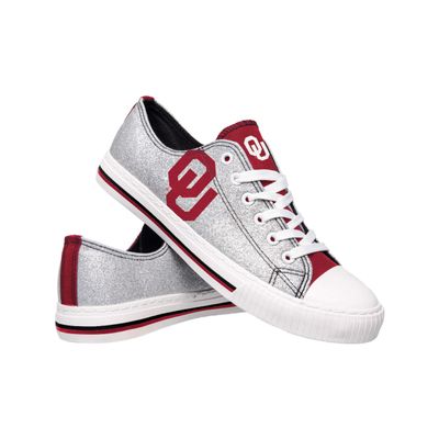 FOCO Oklahoma Sooners NCAA Womens Glitter Low Top Canvas Shoes - 6