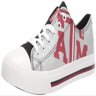FOCO Texas A&M Aggies NCAA Womens Glitter Low Top Canvas Shoes - 7