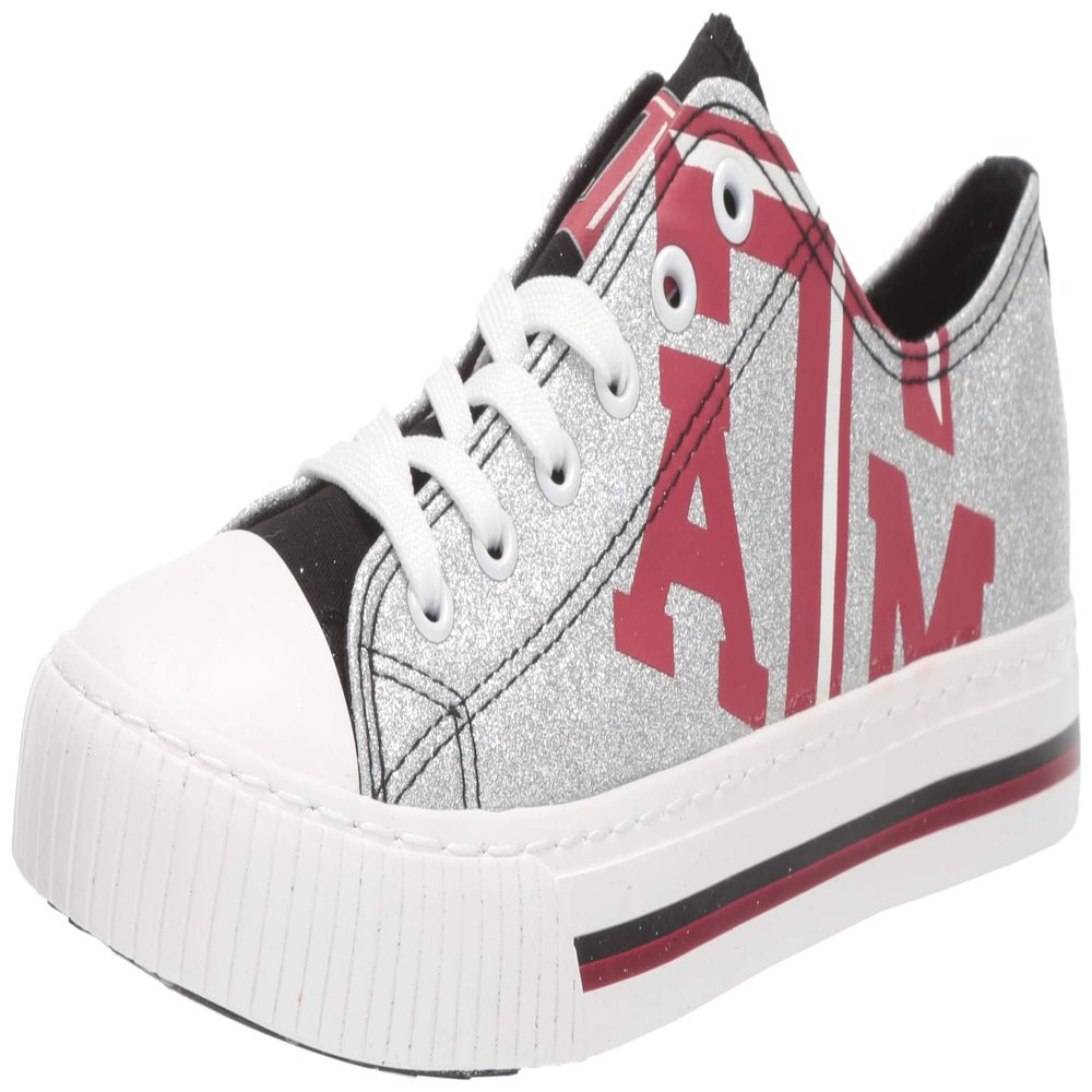 FOCO Texas A&M Aggies NCAA Womens Glitter Low Top Canvas Shoes - 7