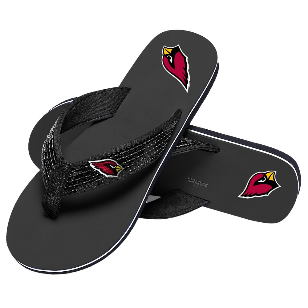 FOCO Arizona Cardinals NFL Womens Sequin Flip Flops - L - (11-12)